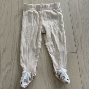 Carters Beige Baby Pants with Bear Feet 6-9m